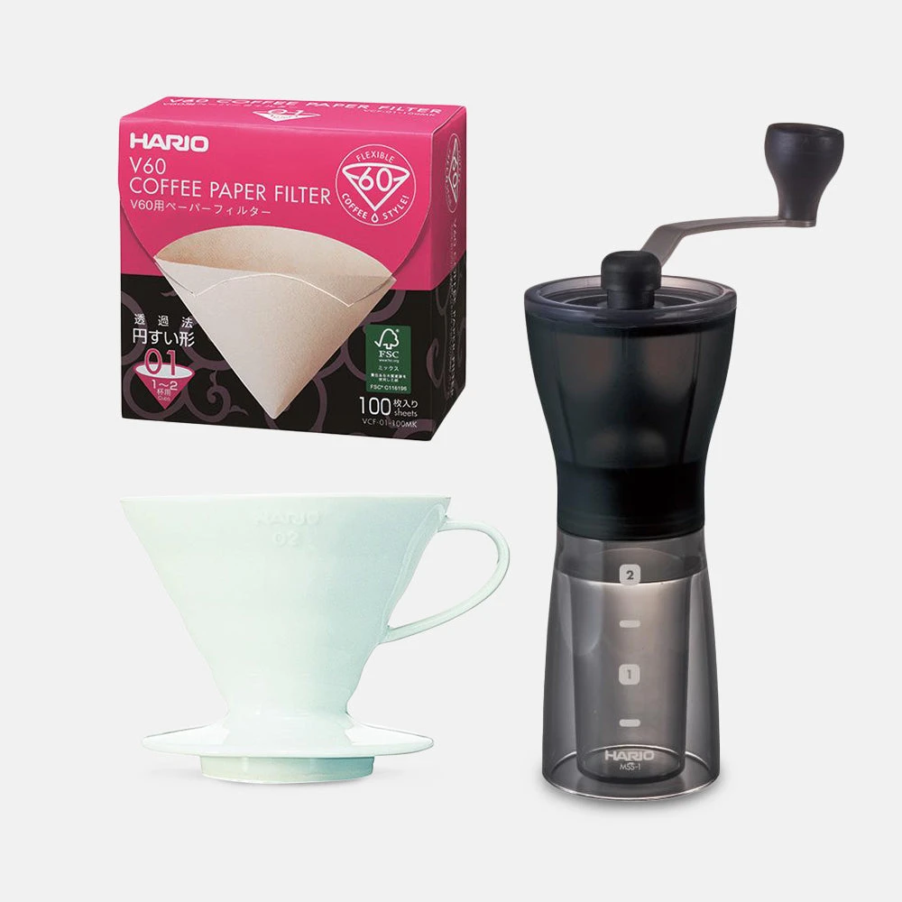 Hario Mini Mill Plus V60 Ceramic Starter Kit Size 02 (White) 3 Hario Mini Mill Plus V60 Ceramic Starter Kit Size 02 (White)
