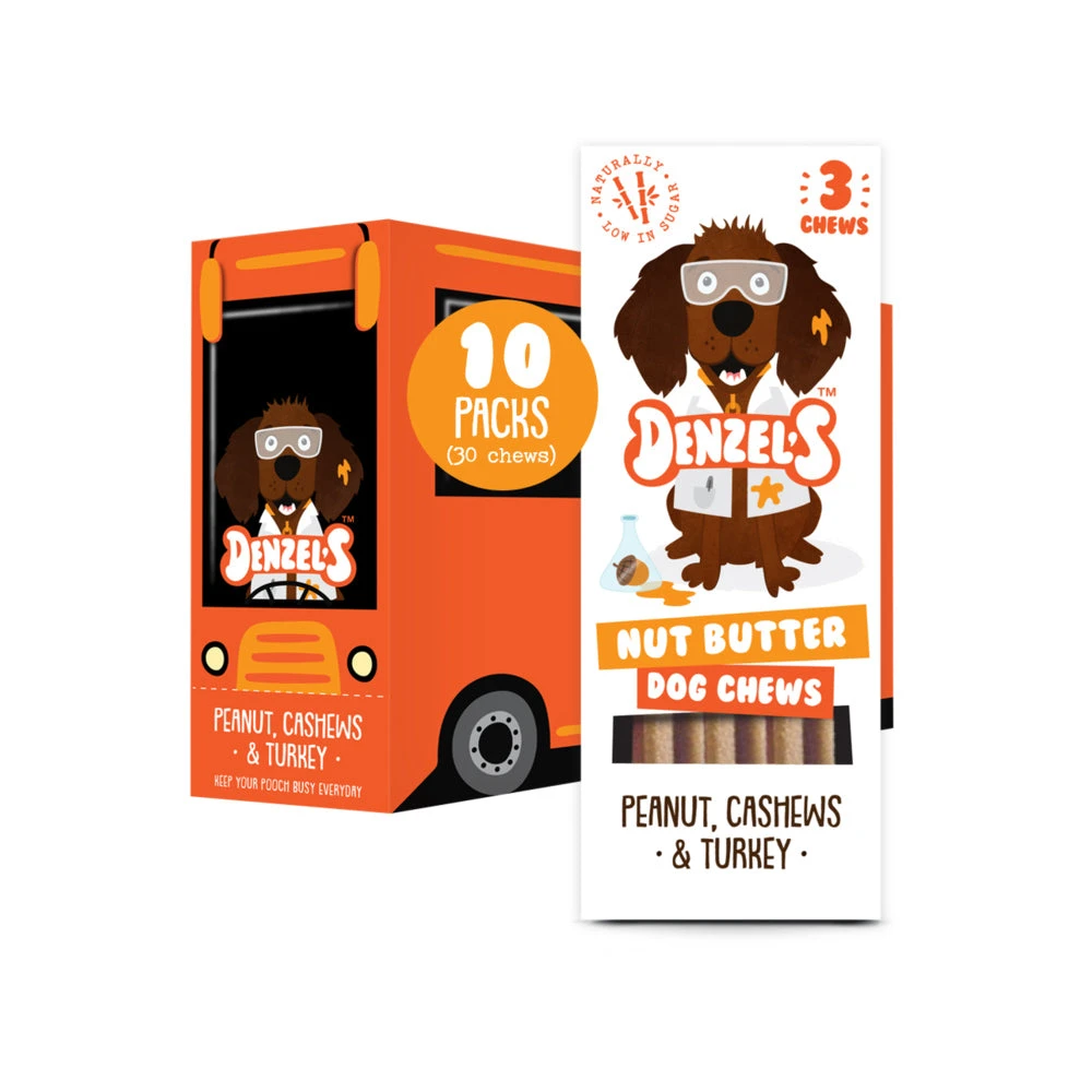 Denzel's Nut Butter Chews For Dogs (10 Packs) 3 Denzel's Nut Butter Chews For Dogs (10 Packs)