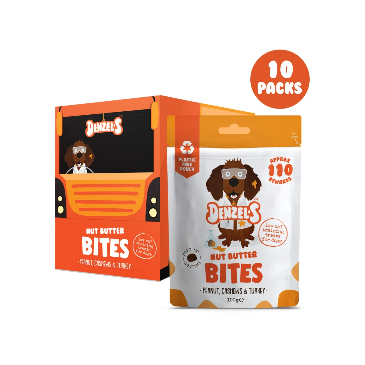 Denzel's Nut Butter Bites For Dogs (10 Packs) 3 Denzel's Nut Butter Bites For Dogs (10 Packs)
