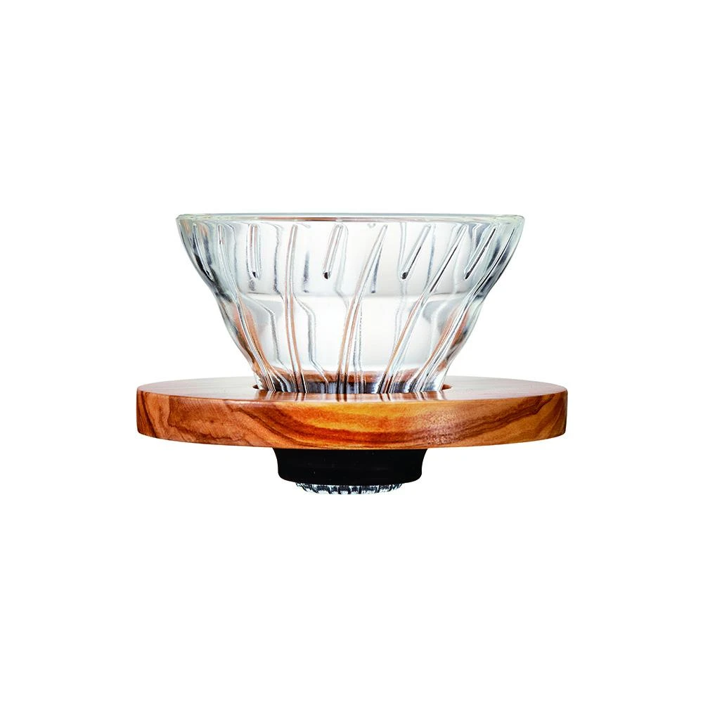 Hario V60 Glass Coffee Dripper Olive Wood - Size 01 3 Hario V60 Glass Coffee Dripper Olive Wood - Size 01